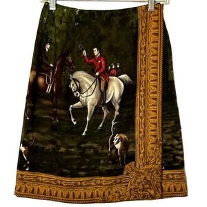 Vintage Luxury Ralph Lauren Blue Label Equestrian 'Hunting' Wrap Skirt Size 4